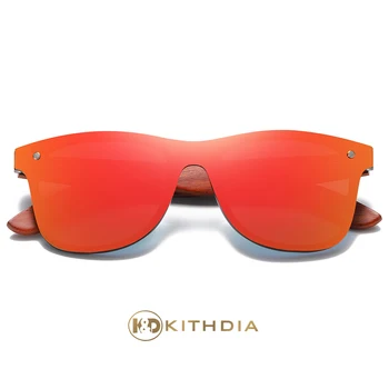 Kithdia lucrate Manual din Lemn Roșu UV400 Ochelari Polarizati Oglinda ochelari de Soare Barbati Femei Vintage Design Oculos de sol masculino
