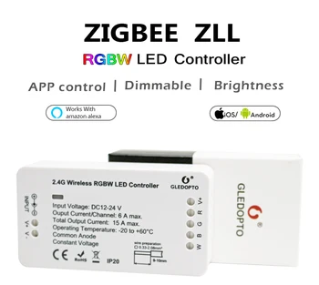 DC12-24V ZIGBEE RGBW Led-uri Controler ZLL telefon inteligent APP Amazon alexa control vocal Pentru Colorat RGBW LED Strip Lumină Panglică Bandă
