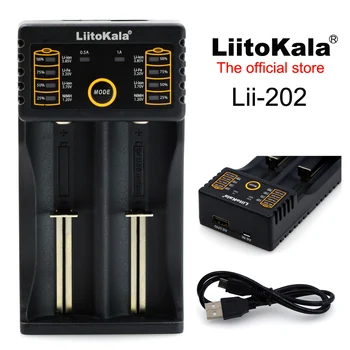 Liitokala Lii-202 18650 incarcator 1.2 V, 3.7 V, 3.2 V 3.85 V AA / AAA 26650 10440 14500 16340 25500 NiMH baterie de litiu, încărcător inteligent