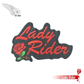 Rose Doamna Rider Logo-ul Eco-Friendly Vesta Brodata de Fier Pe Față Moto Personalizate pălărie Petic diagonal Negru tesatura Livrare Gratuita DIY