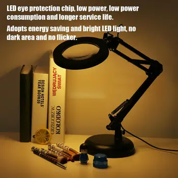 Lupa 5X LED Lampa Desktop 360°Rotativ Reglabil Iluminate Lupa Lampa de Birou pentru Unghii Salon de Tatuaj Lectură