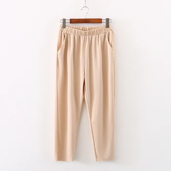 4XL Plus Dimensiune Pantaloni Femei Culoare Solidă Talie Elastic Pantaloni Casual Harem Primăvară-Vară Liber de Gheață de Mătase Forța Elastică Pantaloni