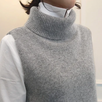 BELIARST mai Bune de Vânzare de Nou Tricotate pentru Femei de Înaltă Gât Vesta Liber Confortabil Cașmir Pulover fără Mâneci Pulover Pulover Femei