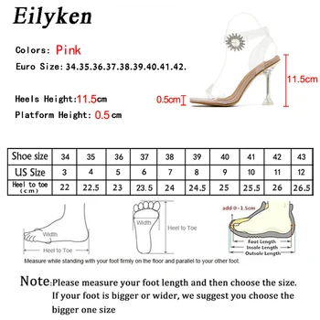 Eilyken 2021 Nou Sandale de Vara Femei din PVC Transparent Curea Glezna Cristal Cataramă Pantofi de Nunta de Moda Plexiglas pantofi cu Toc