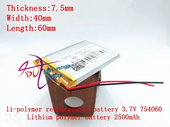 754060 MP3 MP4 2500MAH 3.7 V stereo Bluetooth mobile power litiu polimer baterie