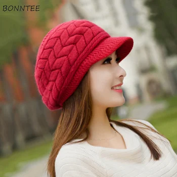 Căciuli Femei Solid Plus Catifea Caldă De Tricotat Pălărie De Blană De Iepure Moale, Elegant, Gros Chelioși Drăguț Femei Elegant Stil Coreean Capace