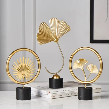 Creative foita de Aur Acasă Accesorii Decor Modern Flori Ornamente Miniaturale Metal Figurine din lemn, birou decor