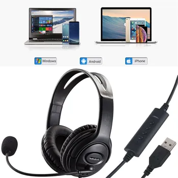 Reglabil USB Gaming Headset cu Fir de Calculator Căști Cu Microfon Muzica Gamer Căști pentru Laptop PC Skype Birou