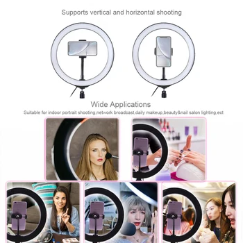 Fotografie Lumina Video USB Inel Lampa de 10inch Estompat LED Selfie Lumină Inel cu Suport de Telefon Masă Trepiede pentru Tik tok Machiaj