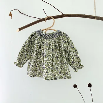 Fete Bluza de Catifea Vintage Florale Top Toddler Fata coreeană Haine Toamna Iarna Bluze 1-7Y