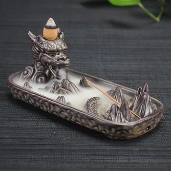 Ceramica Dragon Cădelniță de Decor Acasă Creative de Fum Retur Arzător de Tămâie Tămâie Stick Titularul + 10buc Conuri de Tămâie