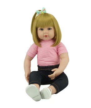 NPK PAPUSA Bebe renăscut blond fata copil copil silicon renăscut păpuși jucarii pentru copii cadou 47cm