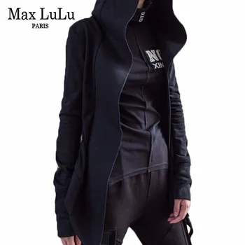Max LuLu 2019 Toamna Moda Coreeană Stil Trening Doamnelor Negru Streetwear Femei Cu Glugă Glugă Vintage Slim Punk Jachete