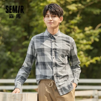 Camasi cu maneca lunga barbati toamna stil coreean camasa carouri bumbac topuri pentru om o nouă cămașă de sex masculin