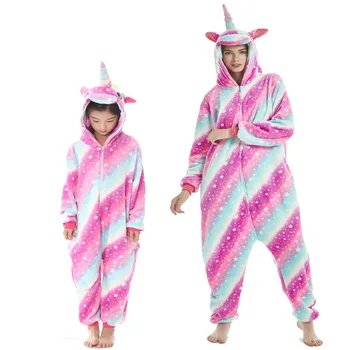 Familie De Potrivire Haine De Desene Animate De Animale-O Singură Bucată Cu Gluga Femeie Unicorn Kigurumi Pijama Adult Kigurumi Pijama Pijama Adult