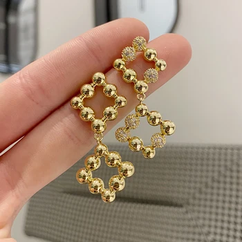Bijuterii Delicate 14K Aur veritabil Străpuns Geometrice Stud Cercei pentru Femeile S925 Argint Ac Cercei Patrati