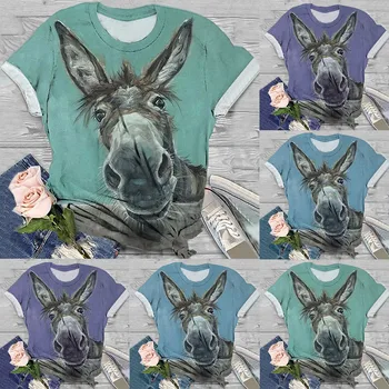 Tricou Femei Harajuku Tricou Femei Plus Dimensiune Desene animate Donkey Imprimat cu Maneci Scurte O-gât Topuri tricou Topuri Femeile Camiseta