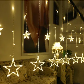 LED Lumini Șir Pentagrama Steaua Perdea de Lumină Nunta de Basm Ziua de Crăciun Iluminat Decorațiuni Interioare de Lumina IP44 220V