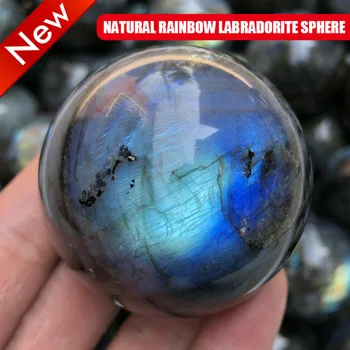 1 buc Naturale curcubeu labradorit sfera 45mm+ cristal de cuarț mingea gem de vindecare