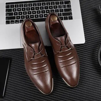 Barbati din piele Pantofi Rochie de Moda a Subliniat Toe Afaceri pentru Barbati Pantofi Casual Dantela-Up Oxford Formale Pantofi Plus 48
