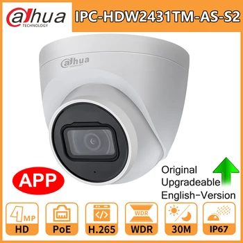 Original Dahua IPC-HDW2431TM-CA-S2 Camera IP HD 4MP PoE IR30M Slot pentru Card Micro SD H. 265 IP67 IK10 Dom Camara Webcam Built-in Microfon