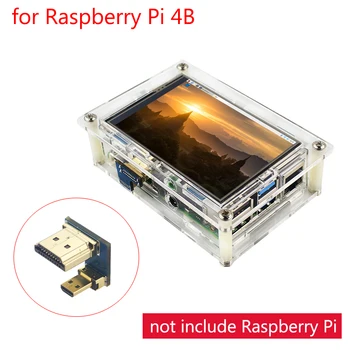 Raspberry Pi 4 Model B 3.5 inch Touchscreen 480x320 la 1920x1080 HDMI Ecran LCD + Acrilic Caz pentru Raspberry Pi 4B/3B+/3B