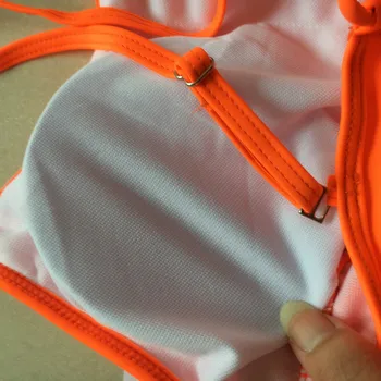 Sexy Ștreangul de Gât Înalt Set de Bikini Femei Neon Orange Sport Crop Top Căptușit Costume de baie Femei Push Up Costume de baie biquinis feminino