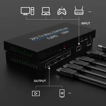 Willkey 2x2 Perete Video Controller 1 HDMI/DVI Intrare 4 HDMI Ieșire Video 1080P Procesor suport 1X2/2X1/3X1/1X4/4X1 cu RS232