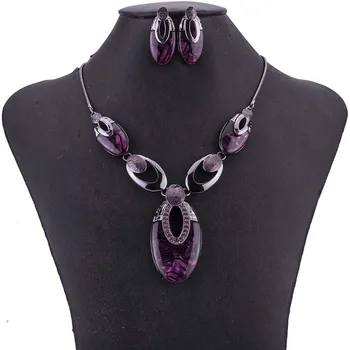 MS1505022Tear Drop Design de Bijuterii Seturi de Plumb&Nickle Gratuit de Înaltă Calitate Femei Colier Cercei Set Antic Placat cu Violet Colier