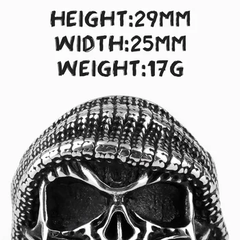 Gangster Barbă Mare Pălărie Craniu Oțel Inoxidabil Mens Inele De Punk, Hip-Hop Pentru Bărbați Prieten Motociclist Bijuterii Creativitate Cadou En-Gros