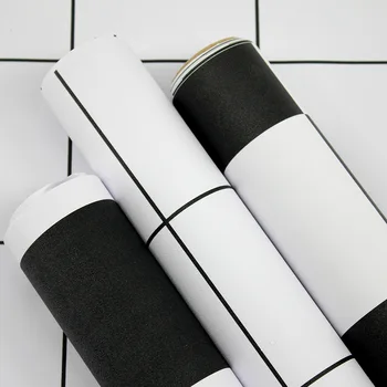 Nordic Grila Alb Negru Dungă Auto-adeziv Tapet PVC Impermeabil Geometrice Contact Hârtie Dormitor Decor Acasă Autocolante de Perete