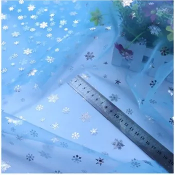 150 Cm Albastru Argint Fulg de nea Paiete Material DIY Cusut Printesa Rochie de Petrecere de Nunta Decor Tesatura de Matase Home Decor Pânză Consumabile