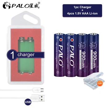 PALO Original 900mWh 1.5 v AAA polimer aaa litiu baterii reîncărcabile li-ion baterie+1.5 V litiu li-ion încărcător usb