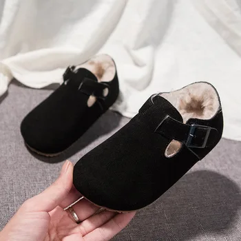 Kushyshoo Pantofi pentru Copii 2020 Moda Catarama Cârlig&bucla Primul Pietoni Casual Culoare Solidă Scurt de Pluș Cald anti-alunecare Moale Turma Pantofi