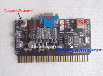 PC-ul pentru a JAMMA card adaptor VGA 15K video amplificator audio de putere gain USB Joystick chip ! TRANSPORT GRATUIT !!!!!!