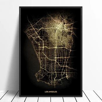 Los Angeles City Light Hărți Personalizate Lume Hartă A Orașului Postere Canvas Printuri Stil Nordic Arta De Perete Decor Acasă