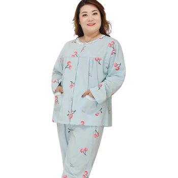 Plus dimensiune 130KG XXXXXL dulce seturi de pijamale pentru femei de vara subtire bumbac, mâneci Lungi, pantaloni, pijamale femei de mari dimensiuni