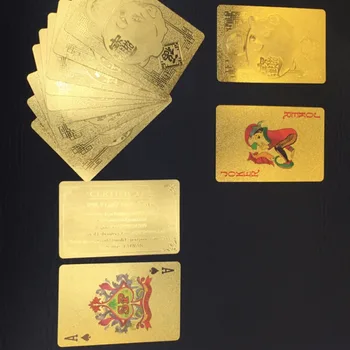 De aur/Argint Pachet de Cărți de Joc folie de aur set de poker carte de Magie cu Aur de 24K folie de Plastic poker Durabil Impermeabil Carduri de magie