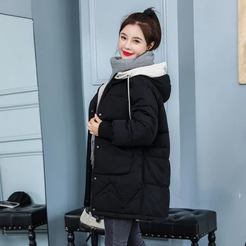 Supradimensionate Cald Jacheta De Iarna Pentru Femei Hanorac Cu Guler Jos Strat De Bumbac 2020 Moda Stil Coreean De Culoare Vrac Parka Pentru Femei