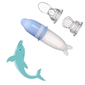 50ML Cartoon Dolphin biberon pentru Copii în condiții de Siguranță Lapte, Fructe, Legume Newborn Silicon Lingura de Alimentare de Formare Copilul Feeder