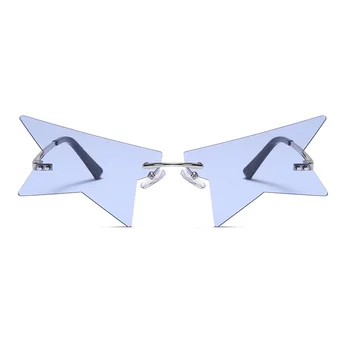 Moda Fara rama ochelari de Soare Femei de Metal Jumătate de Stea cu cinci colțuri Ochelari de Soare Brand Design Ochelari de güneș gözlüğü
