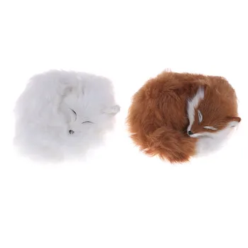 1buc Drăguț Realiste de Dormit Fox Blana naturala Animal cu Blană Interior Ornament Animal de Pluș, Jucării Umplute Animale de Pluș