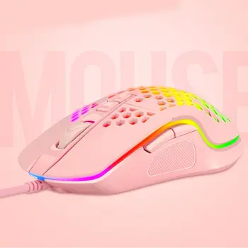Ușor cu Fir Mouse de Gaming Gol Model Fagure de miere Joc Șoareci cu RGB Colorate Efect de Lumină pentru Iubitorii de Joc