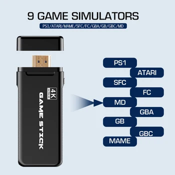 DATE BROASCA Consolă de jocuri Video 4K Ieșire HD Retro 600 Clasic 64 Bit Familie, Jocuri Video 2.4 G Wireless Dublu Gamepad Consola