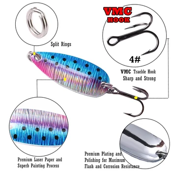 SUNMILE de Pescuit Păstrăv Filare Spoon Lure ,7g/14g/25g VMC Cârlig Ultralight Metal Momeli de Pescuit Artificiale Greu Momeală Pentru Bass, Stiuca