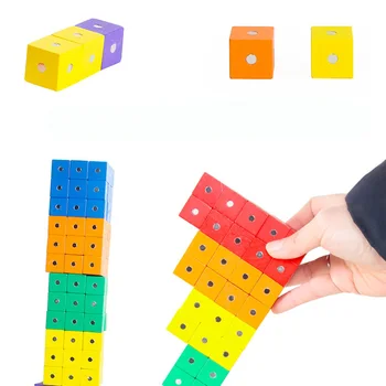 10buc Magnet Cub Puzzle din Lemn Copii Jucării DIY Magnetice Construirea Modelului Pentru Copii Matematica de Învățământ Cadou