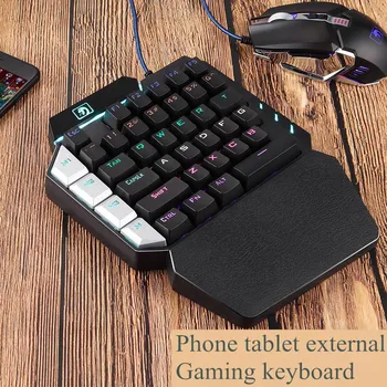 38 Taste Tastatură Mecanică de Gaming pentru Gamer Mobil într-O mână Verde Axa Tastatura Tastatura LED-uri Colorate pentru Gamer Mobil