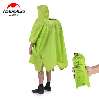 Naturehike 3 in 1 Gluga de Ploaie Poncho Impermeabil Pelerina de ploaie Sacou pentru Bărbați, Femei, Adulți în aer liber, Camping, pentru Drumeții Cort Mat NH17D002-M