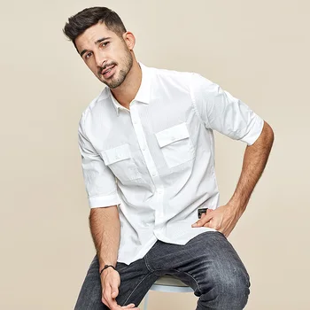 KUEGOU Brand pentru Bărbați tricou maneci scurte de primăvară pentru Bărbați agrement moda simplu scule cămașă de vară, de sus Î. hr.-8837
