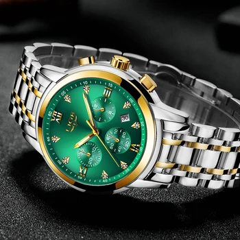 2020 Nou LIGE Bărbați Ceasuri de Lux Brand de Top din Oțel Inoxidabil Sport Cuarț Ceas de mână pentru Bărbați Moda, Data rezistent la apă, Cronograf 10020